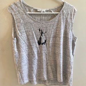 Grey frenchie puppy tank short